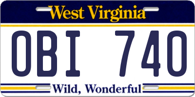 WV license plate OBI740