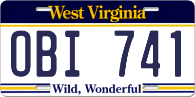 WV license plate OBI741