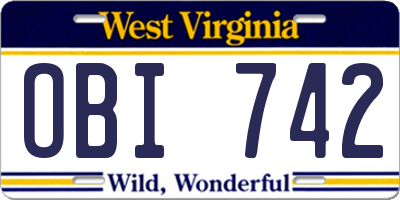 WV license plate OBI742