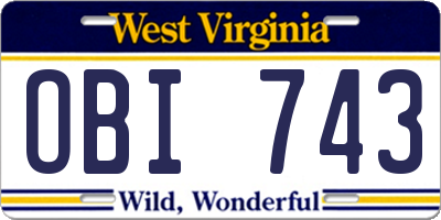 WV license plate OBI743