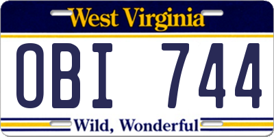 WV license plate OBI744