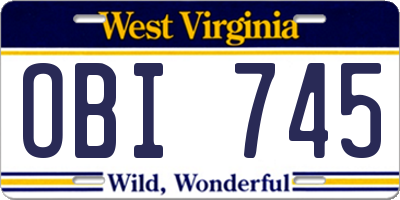 WV license plate OBI745