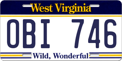 WV license plate OBI746