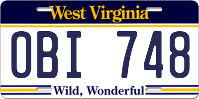 WV license plate OBI748