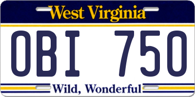 WV license plate OBI750