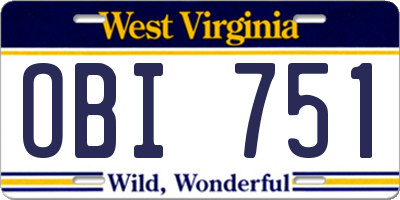 WV license plate OBI751