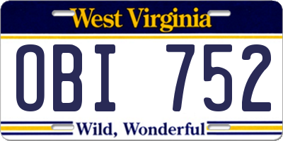 WV license plate OBI752