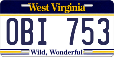 WV license plate OBI753