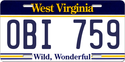 WV license plate OBI759