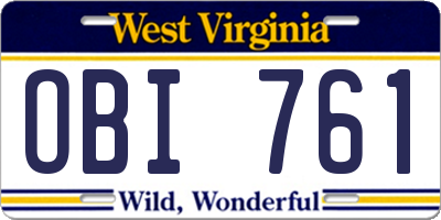 WV license plate OBI761