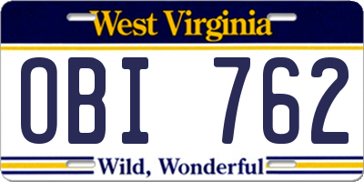 WV license plate OBI762