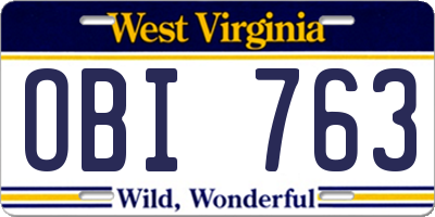 WV license plate OBI763