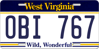 WV license plate OBI767