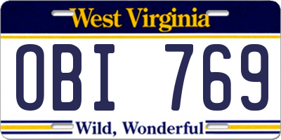 WV license plate OBI769