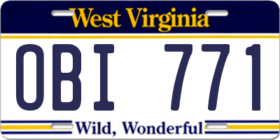 WV license plate OBI771