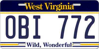 WV license plate OBI772