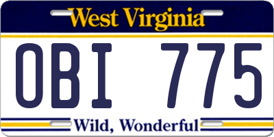 WV license plate OBI775