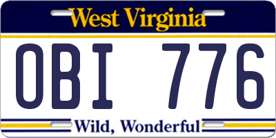 WV license plate OBI776