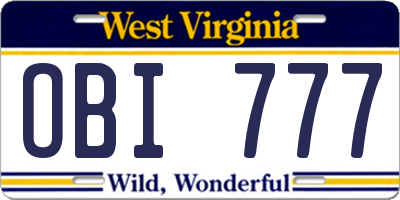 WV license plate OBI777