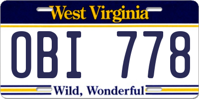 WV license plate OBI778