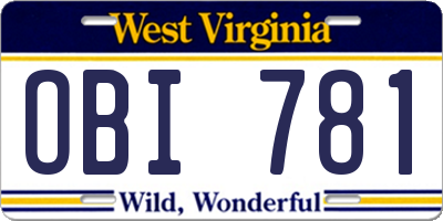 WV license plate OBI781