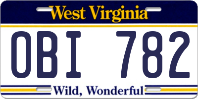 WV license plate OBI782