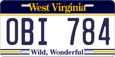 WV license plate OBI784