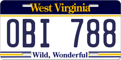 WV license plate OBI788