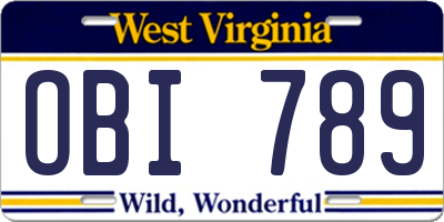 WV license plate OBI789