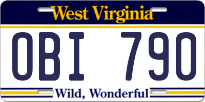 WV license plate OBI790