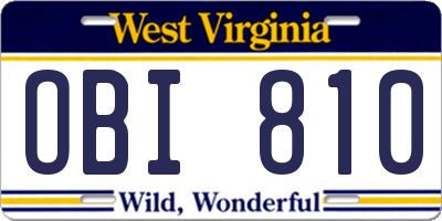 WV license plate OBI810