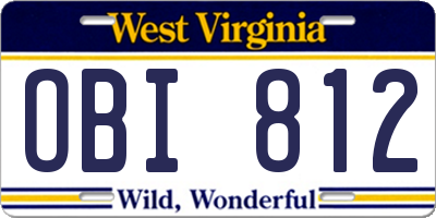 WV license plate OBI812