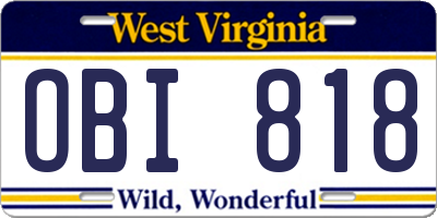 WV license plate OBI818