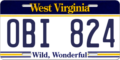 WV license plate OBI824