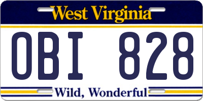 WV license plate OBI828