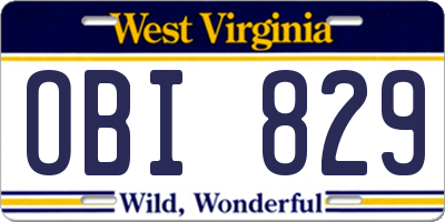 WV license plate OBI829
