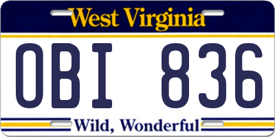 WV license plate OBI836