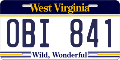 WV license plate OBI841