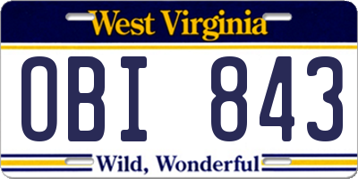 WV license plate OBI843