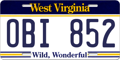 WV license plate OBI852