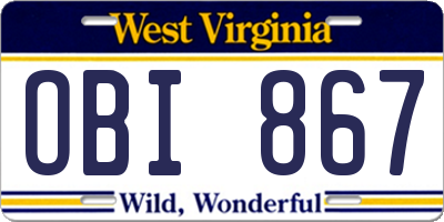 WV license plate OBI867