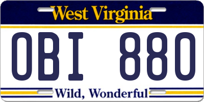 WV license plate OBI880