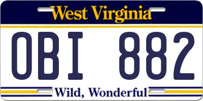 WV license plate OBI882