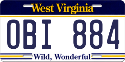 WV license plate OBI884