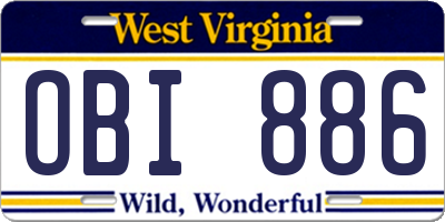 WV license plate OBI886