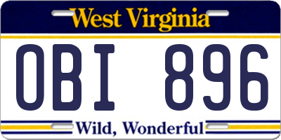 WV license plate OBI896