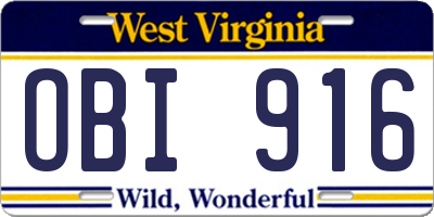 WV license plate OBI916