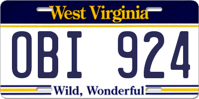 WV license plate OBI924