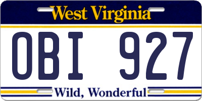 WV license plate OBI927