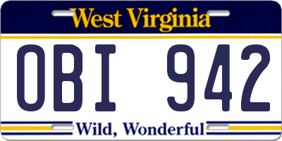 WV license plate OBI942